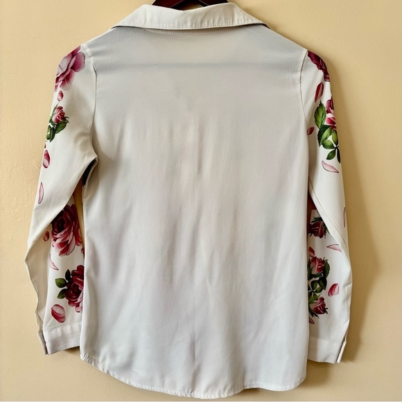 Zara| Vintage Y2K Floral Pink Roses Button-Up Top Long Sleeve Shirt Blouse Sz S - Picture 3 of 4
